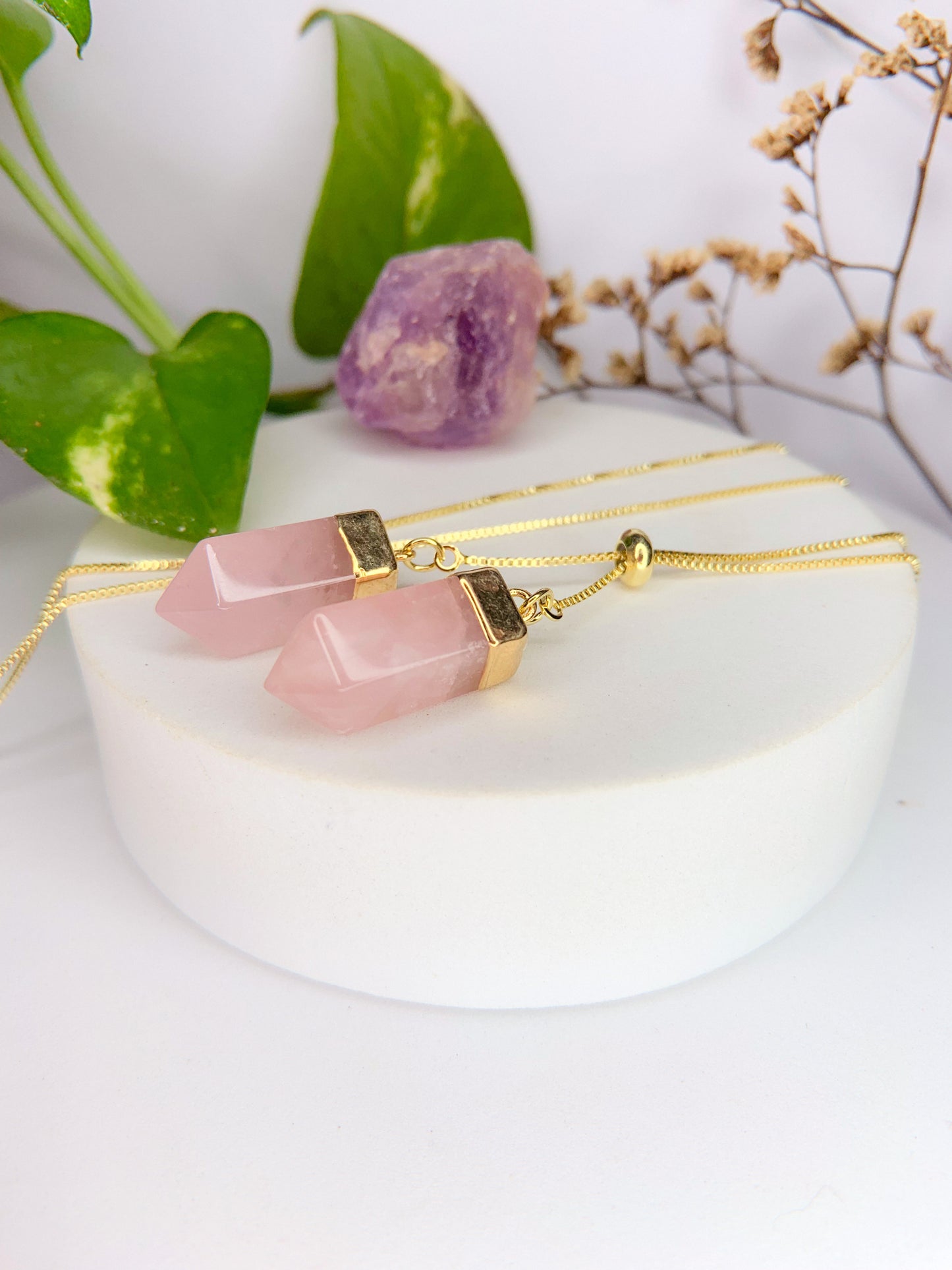 Colar cósmico - Quartzo rosa