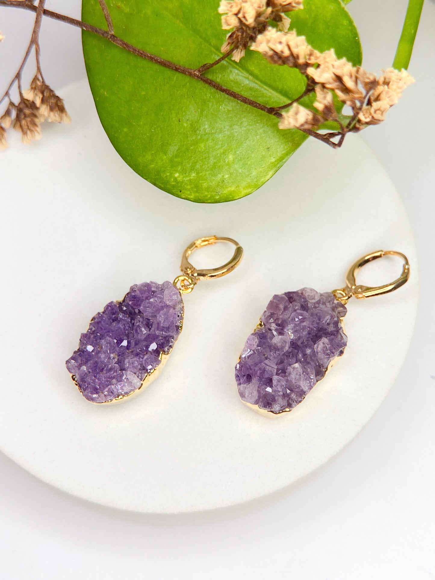 Brinco Júpiter - Drusa de ametista