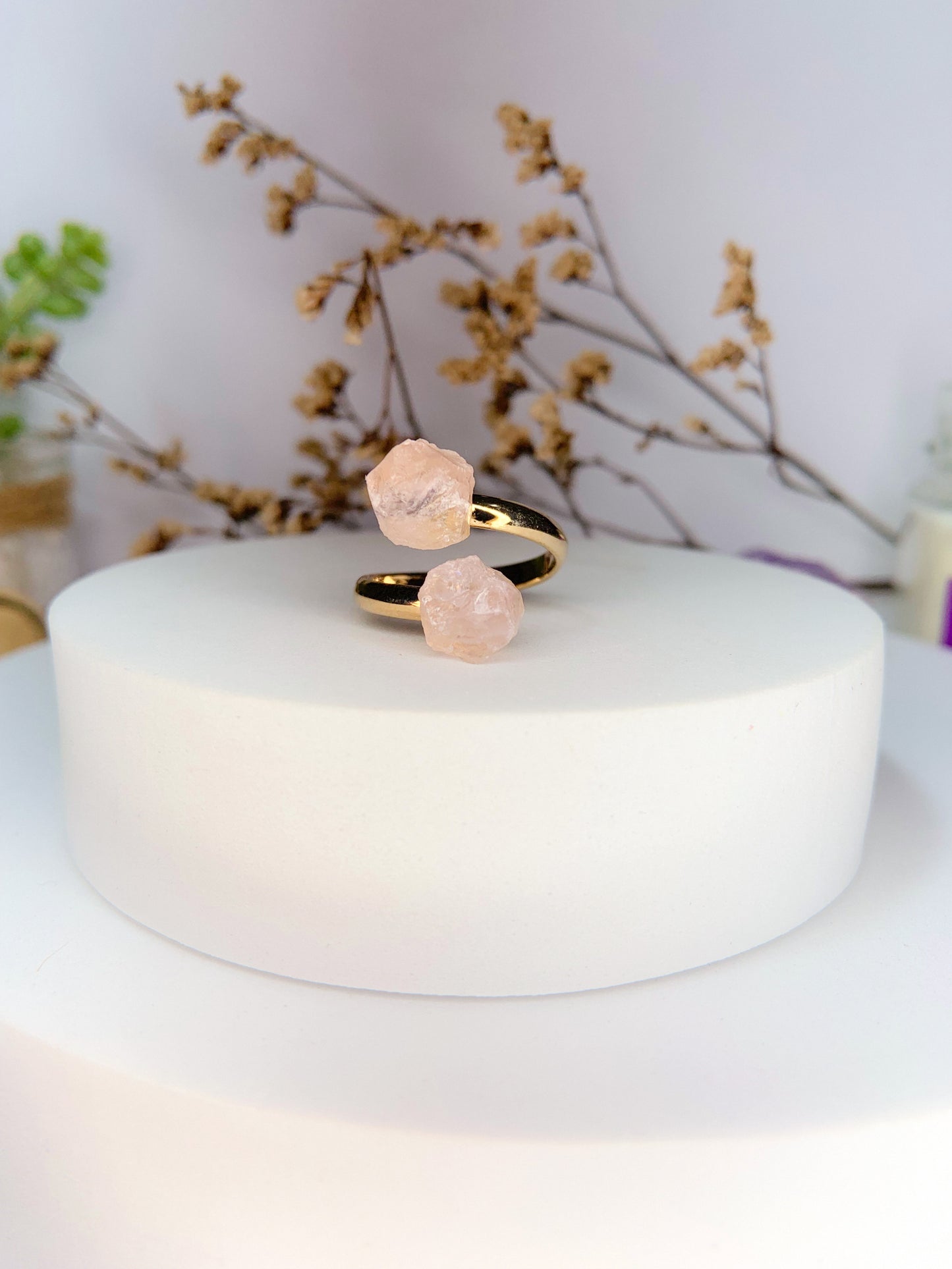 Anel meteoro - Quartzo rosa