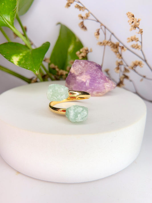 Anel meteoro - quartzo verde