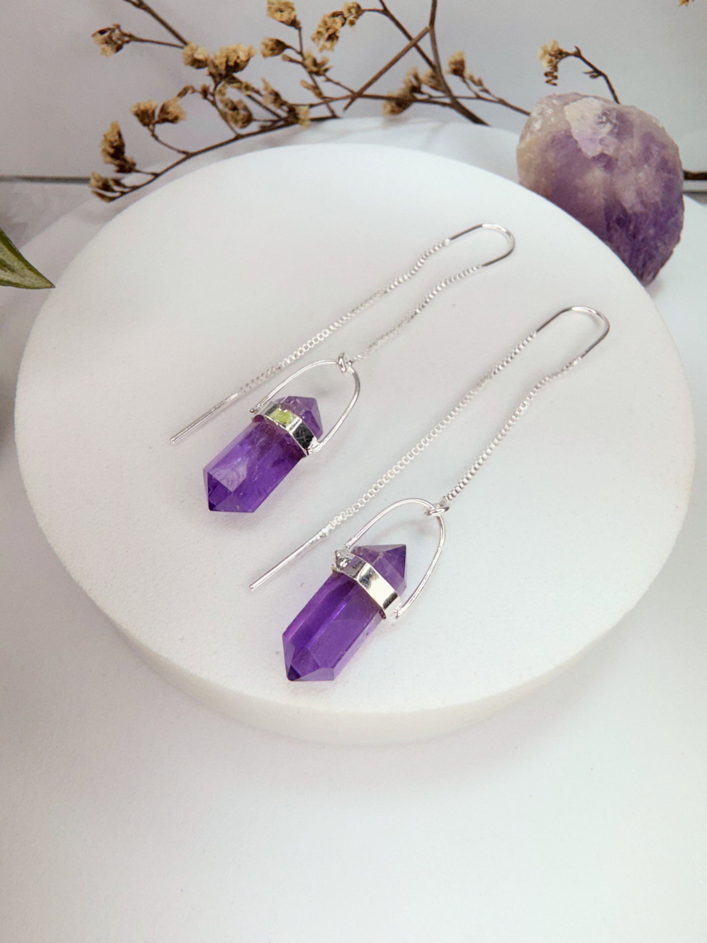 Brinco zen - Ametista lapidado