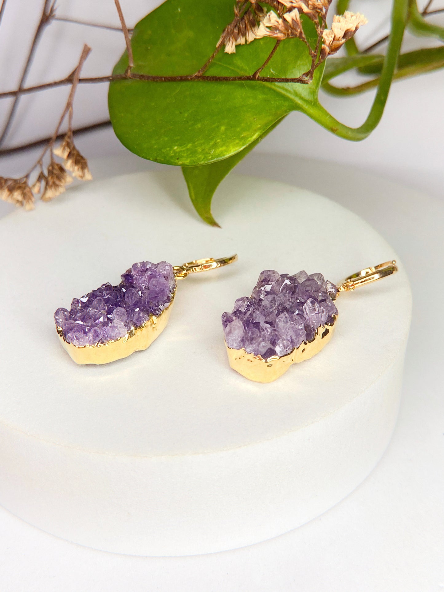 Brinco Júpiter - Drusa de ametista