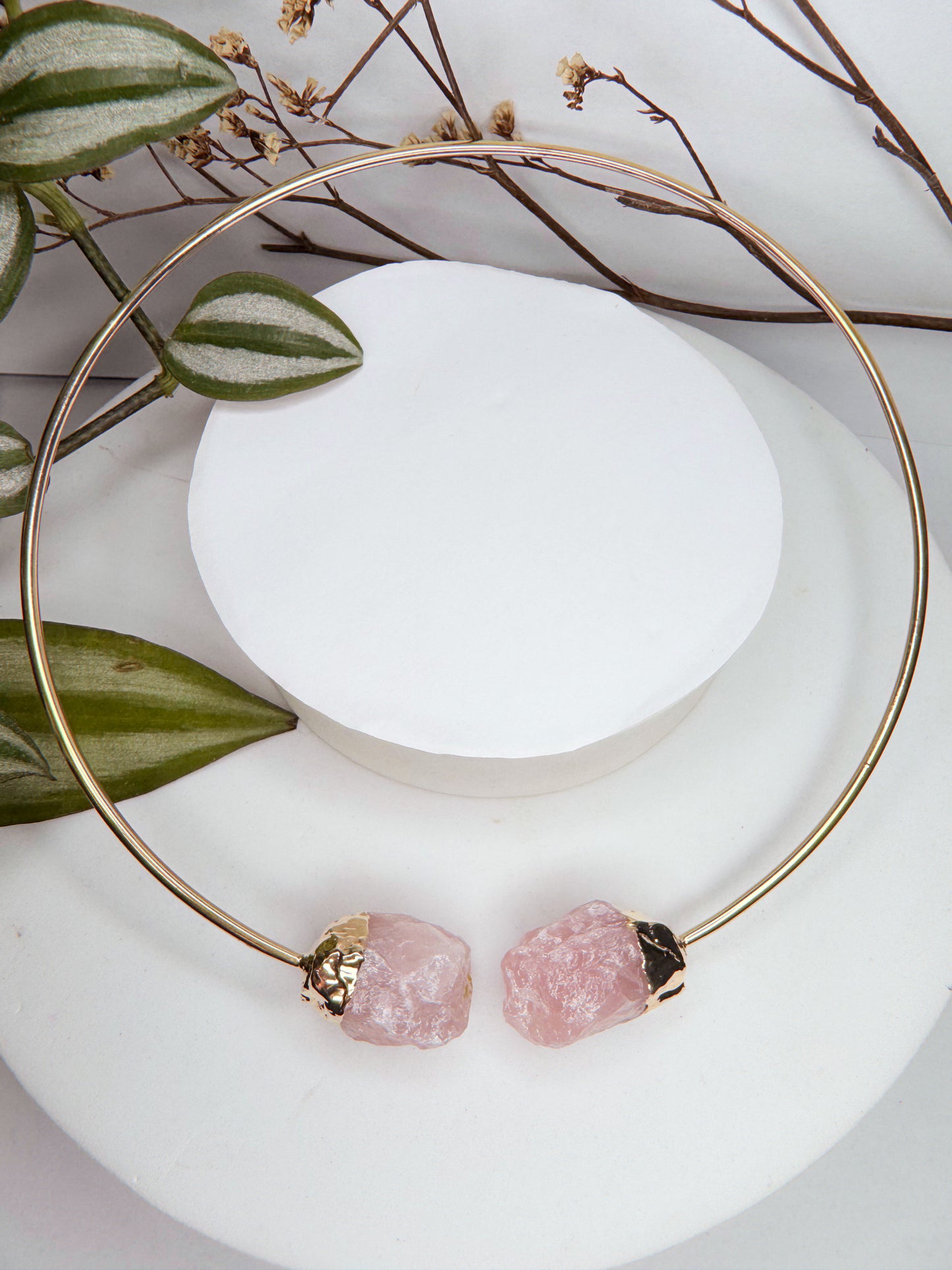 Choker Nebulosa - Quartzo rosa