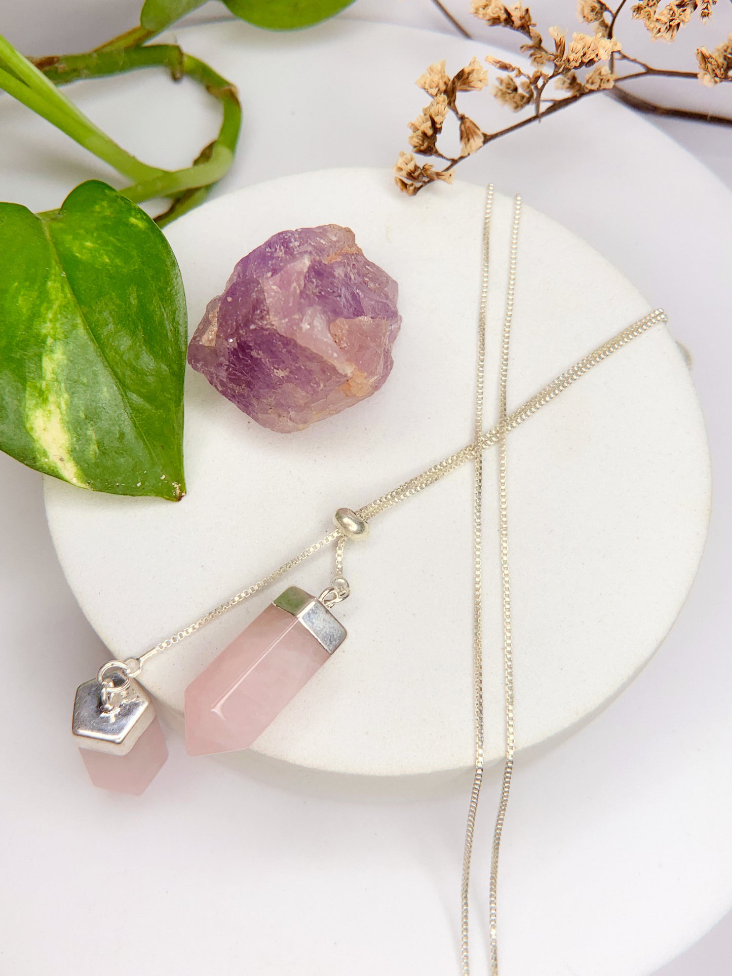 Colar cósmico - Quartzo rosa