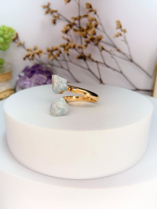 Anel meteoro - Agua marinha