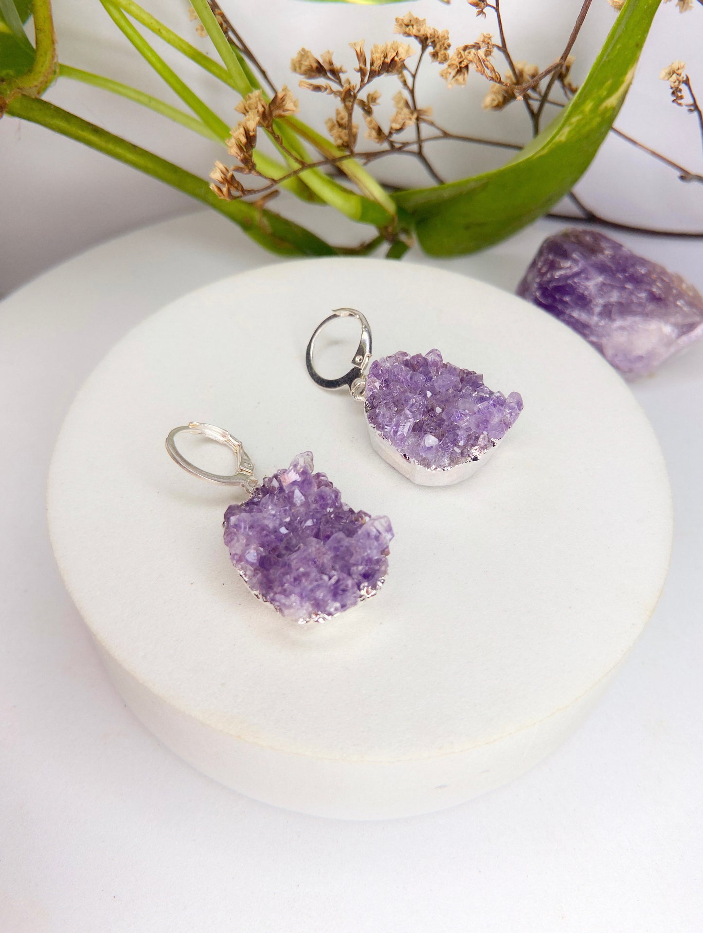 Brinco Júpiter - Drusa de ametista