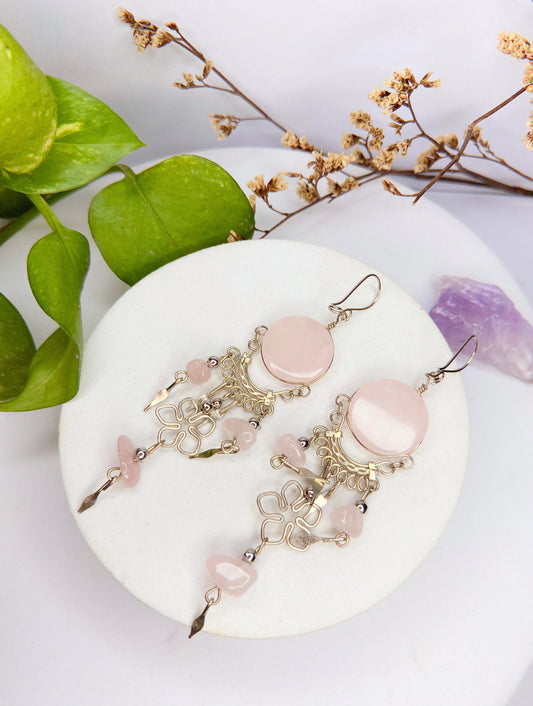 Brinco Nostalgia - Quartzo rosa