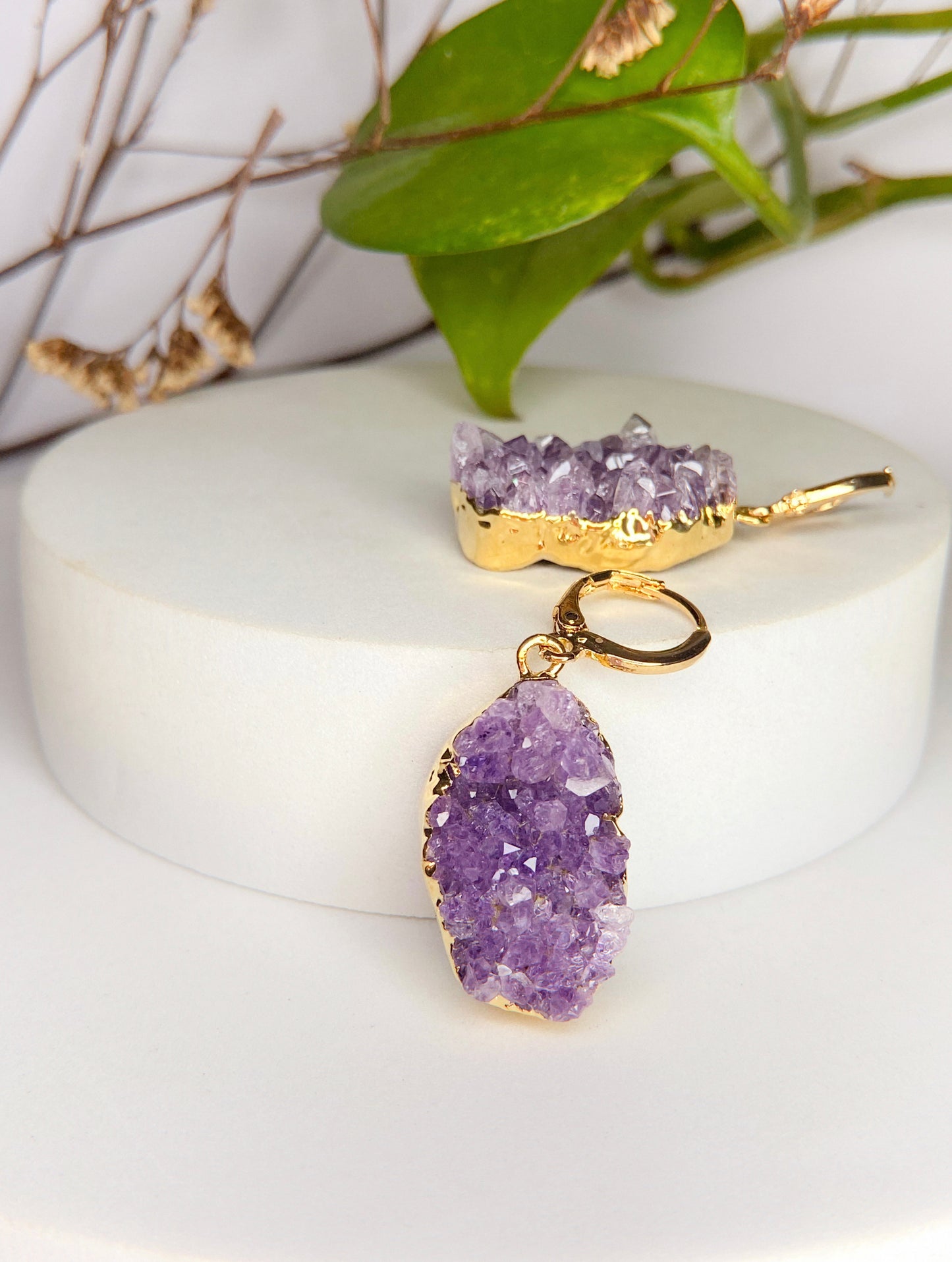 Brinco Júpiter - Drusa de ametista