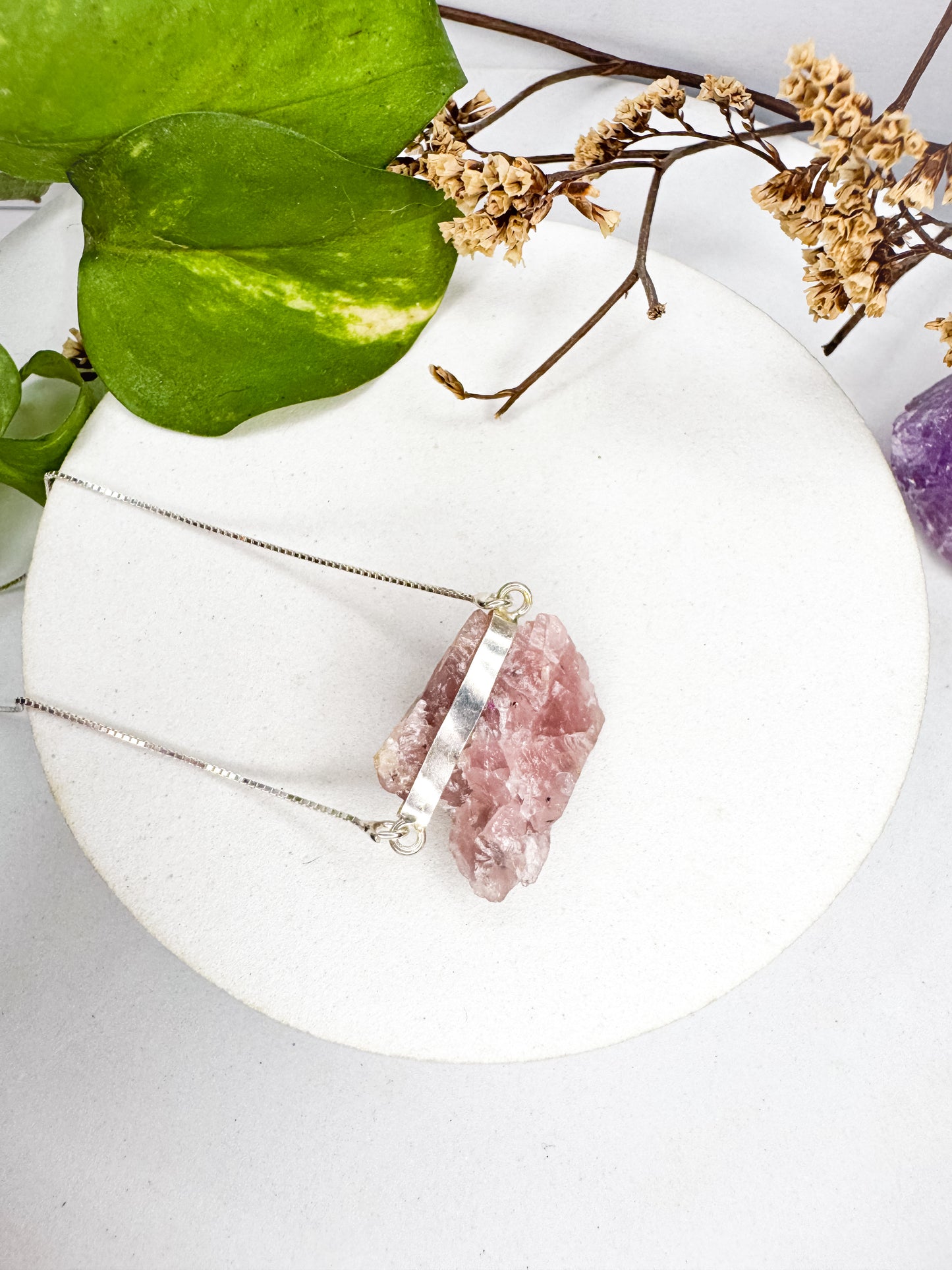 Choker amor próprio - Quartzo rosa - Prata 925