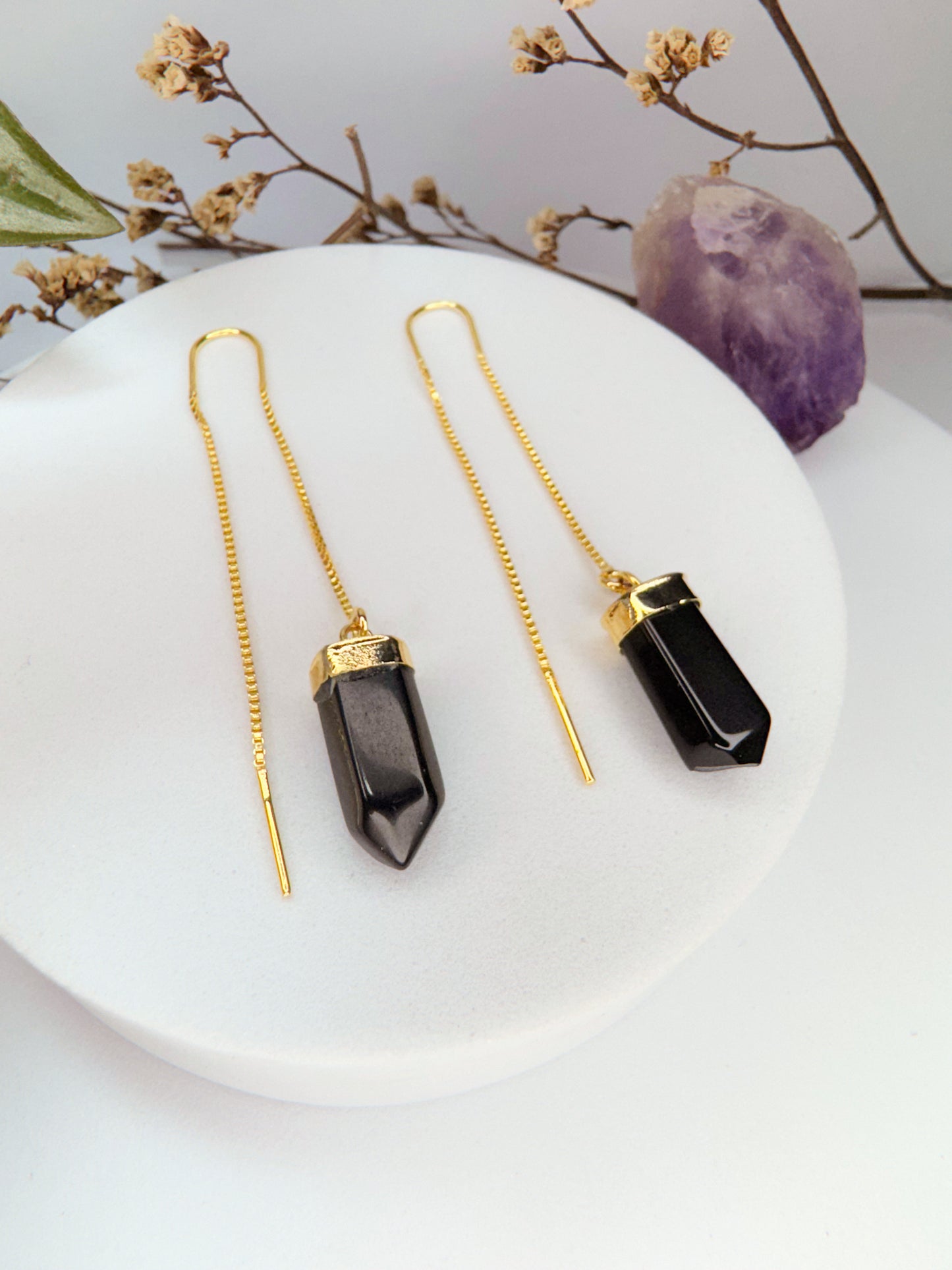 Brinco zen - Ônix lapidado