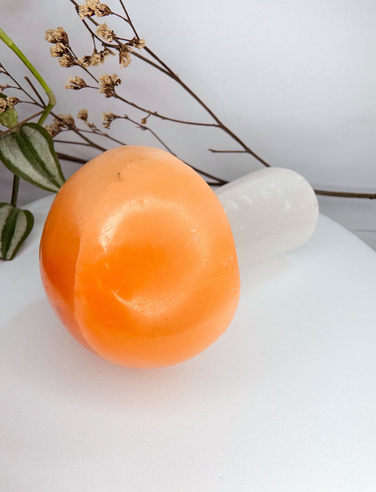 Cogumelo - Selenita branca + Selenita Laranja 10cm