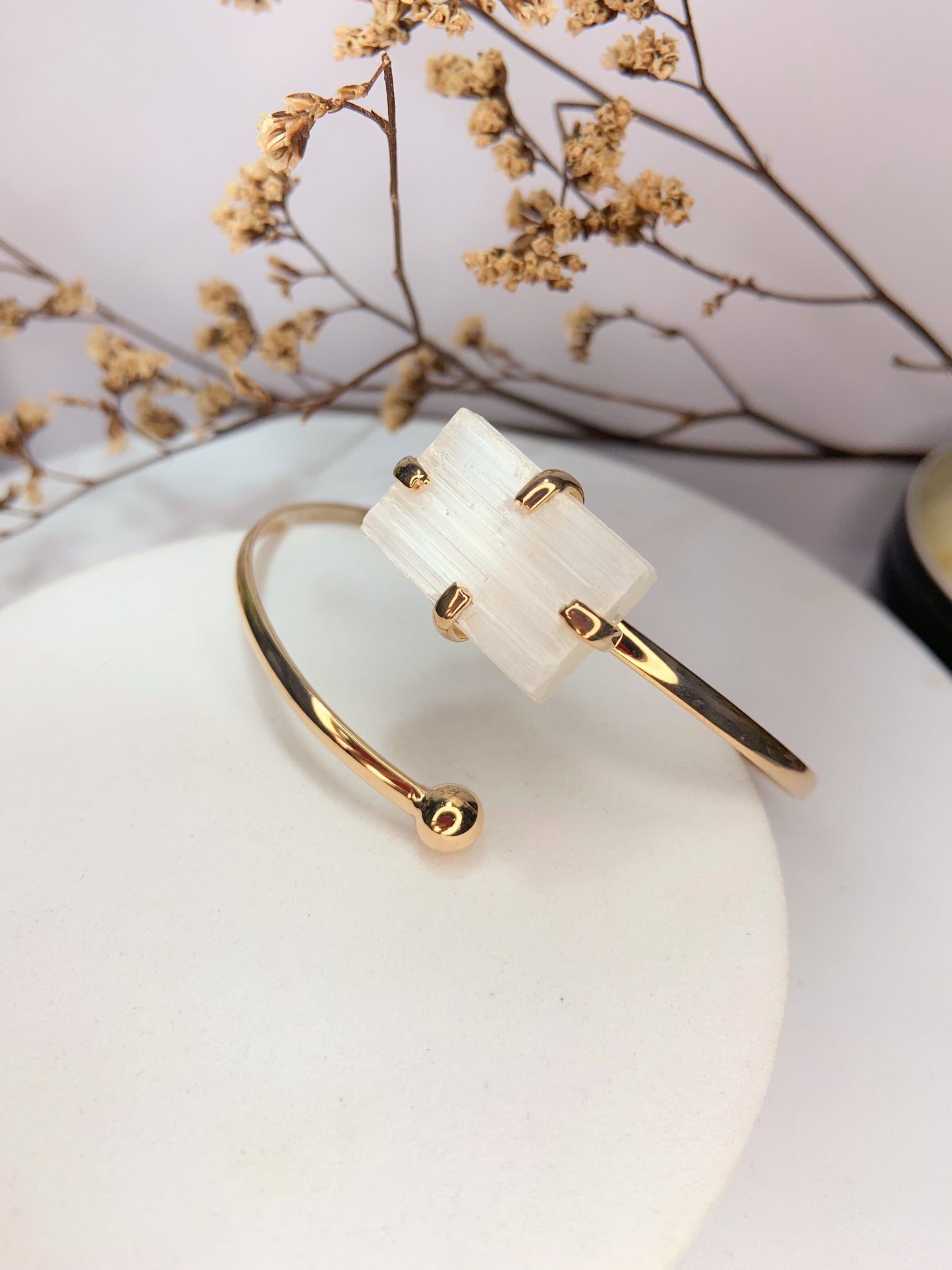 Bracelete estrela - selenita branca