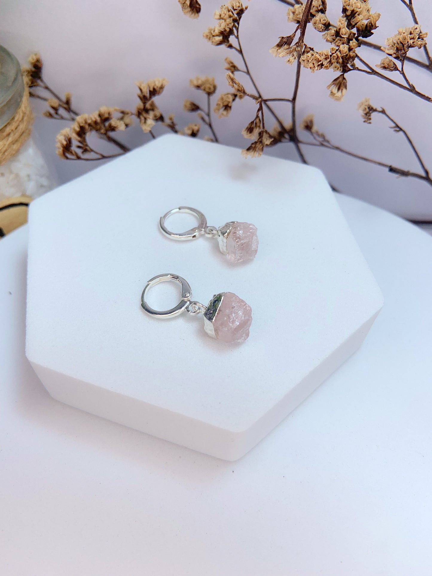 Brinco Júpiter - quartzo rosa