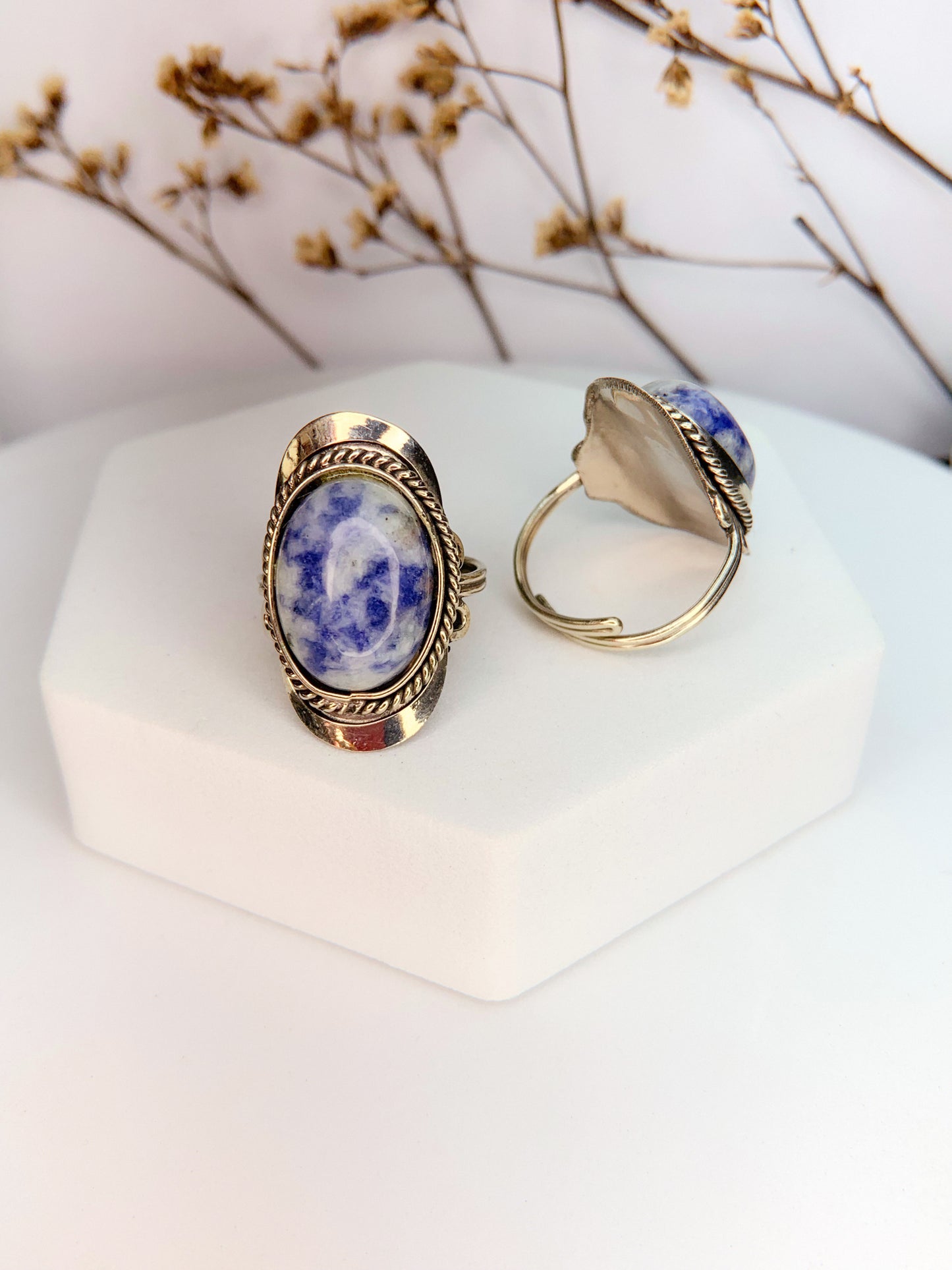 Anel Aura - Sodalita lapidado