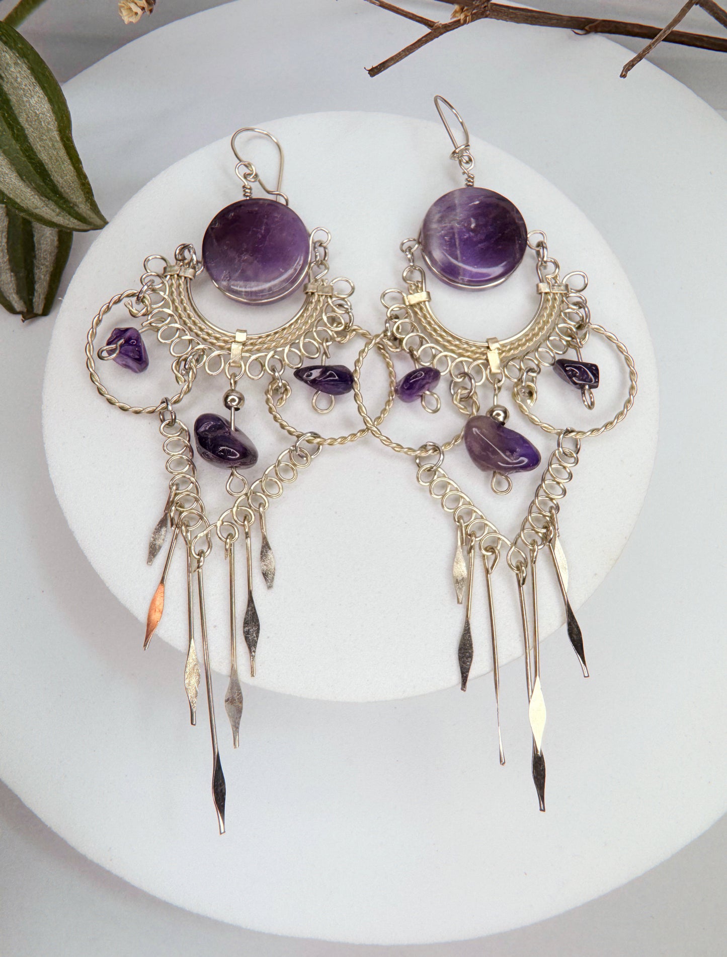 Brinco nostalgia - Ametista lapidada