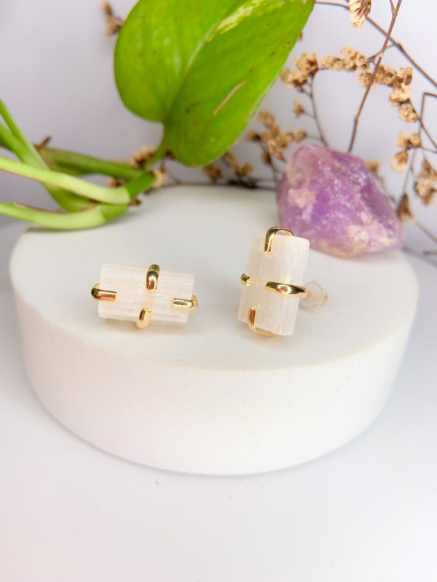 Brinco magia - selenita branca