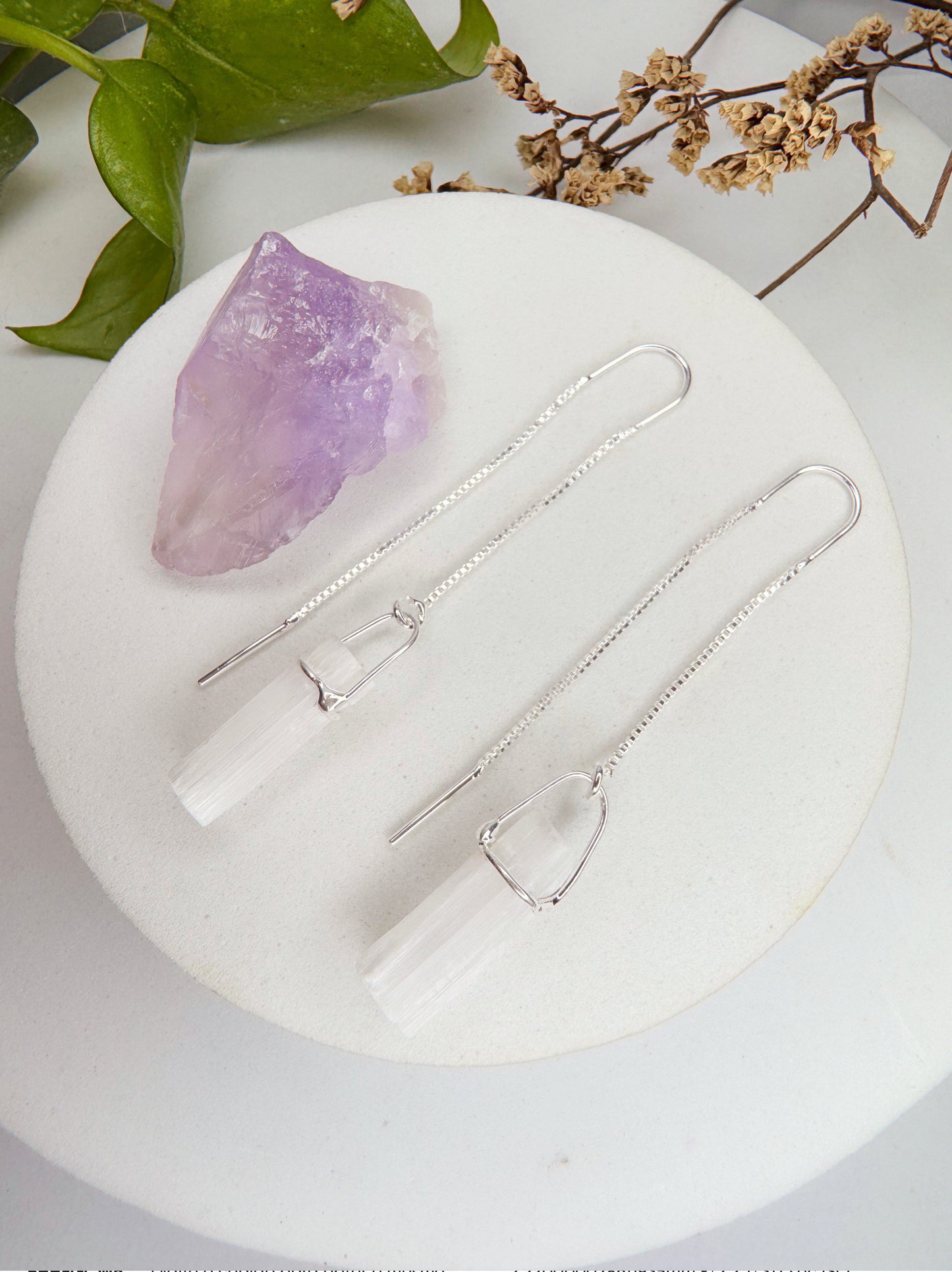 Brinco zen - selenita branca