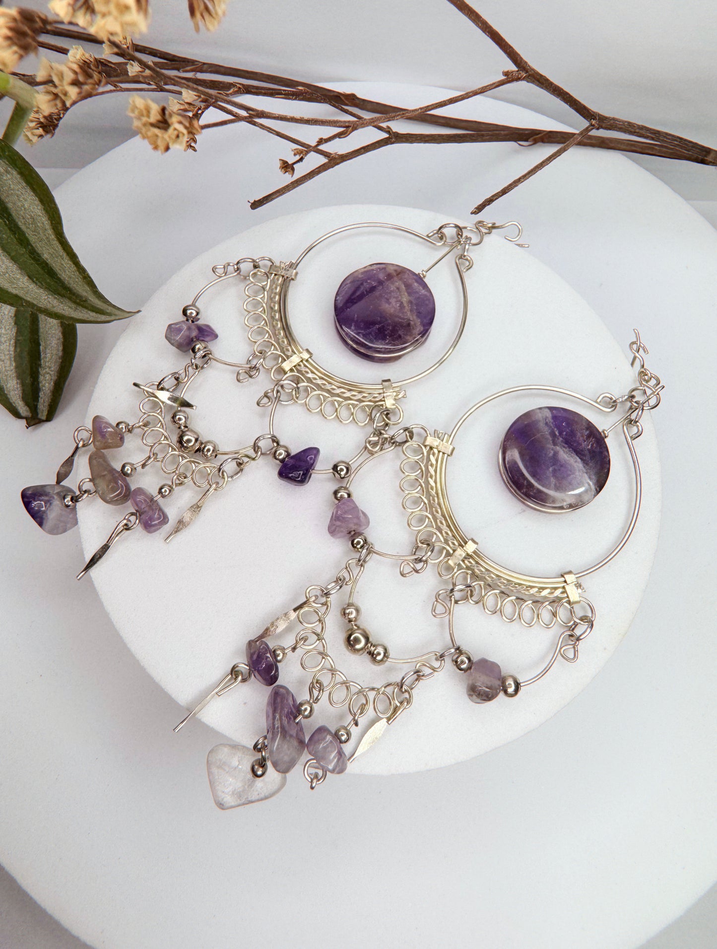 Brinco nostalgia - Ametista lapidada