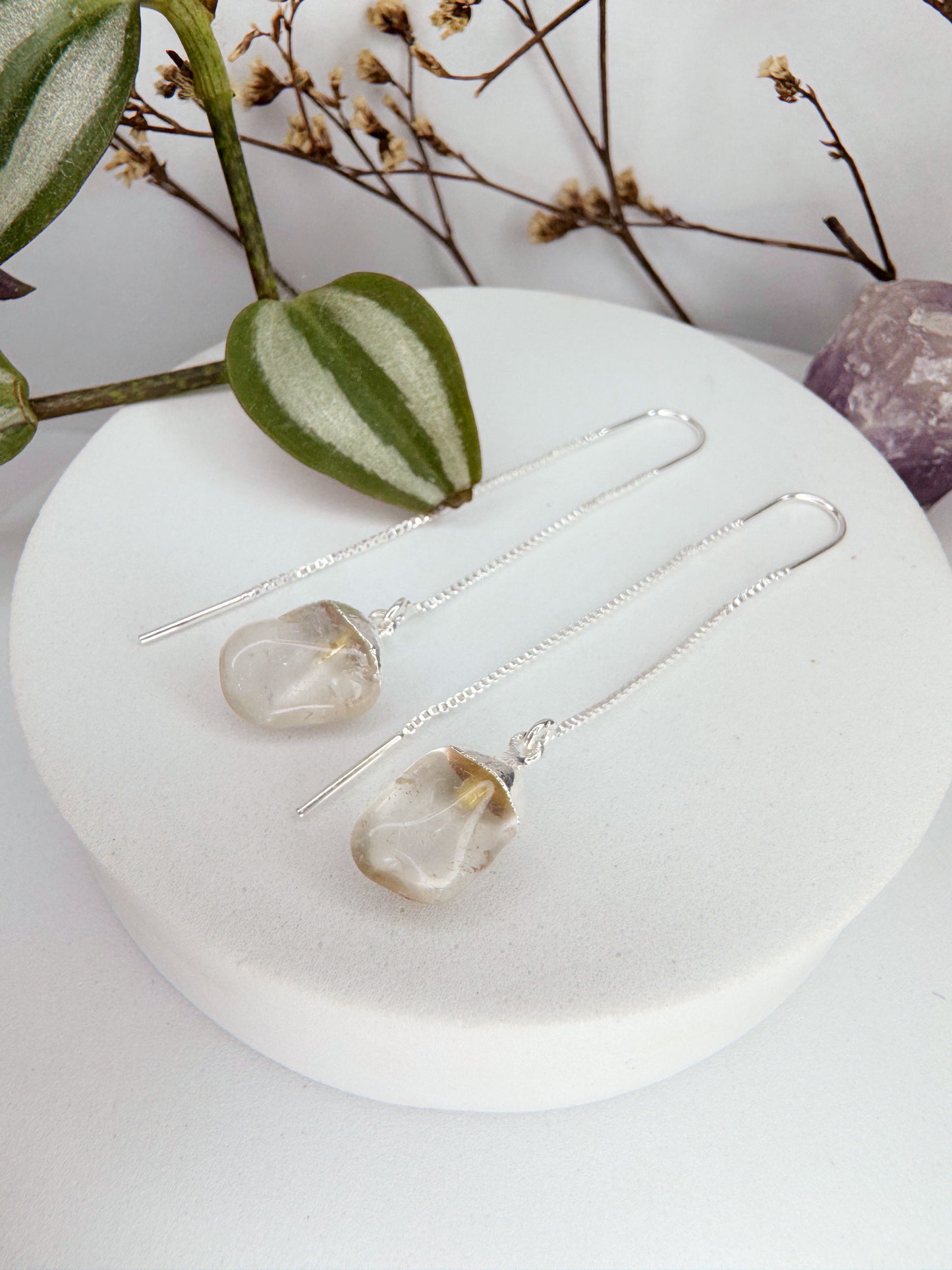 Brinco zen - Quartzo de Cristal bruto