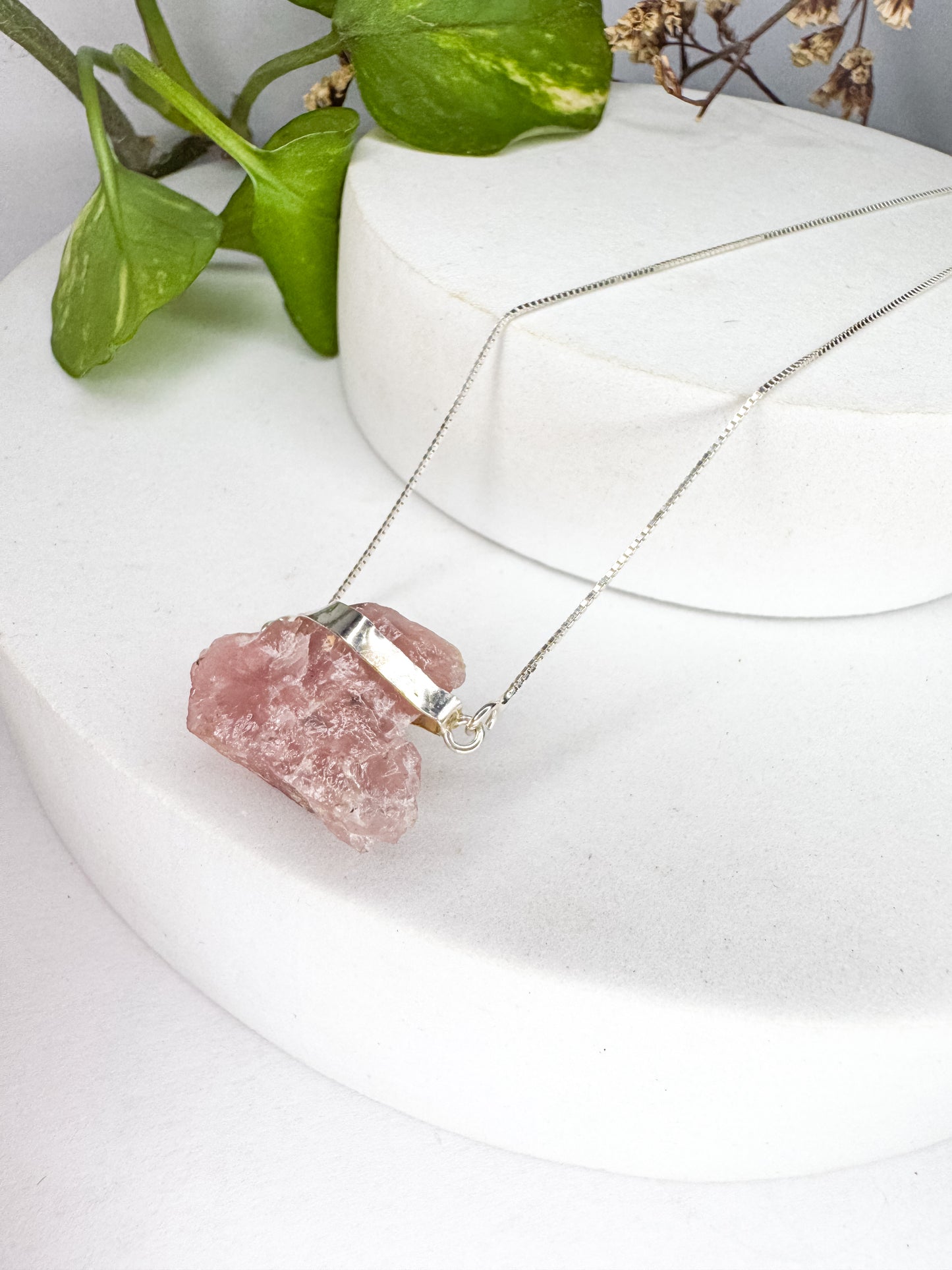 Choker amor próprio - Quartzo rosa - Prata 925