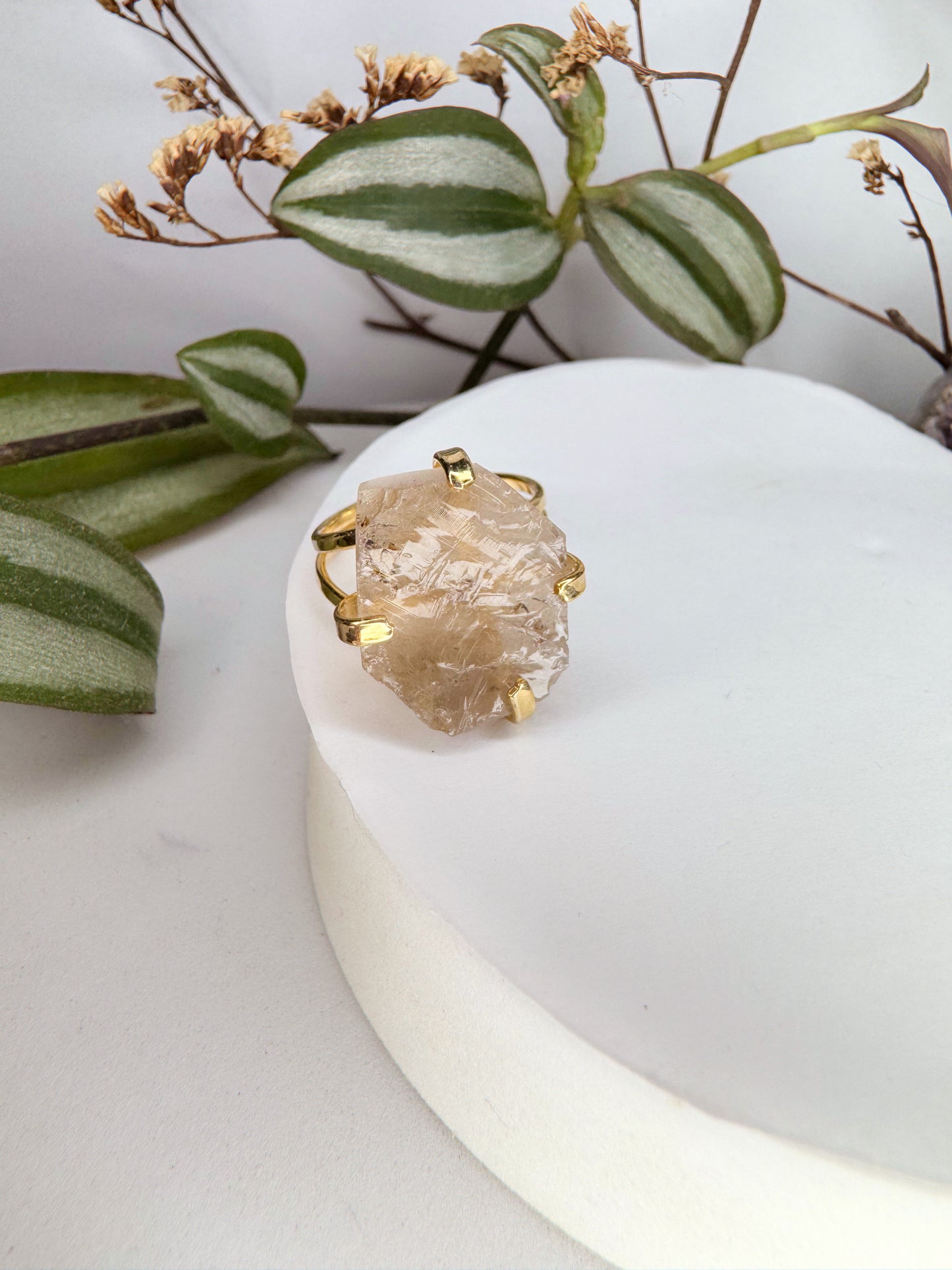 Anel Saturno - quartzo fume