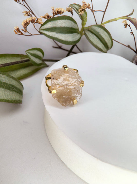 Anel Saturno - quartzo fume