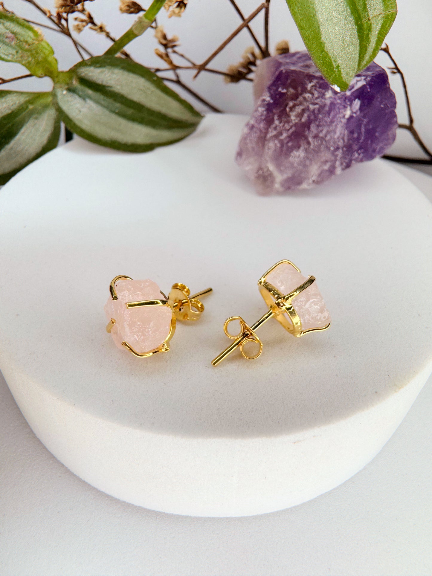 Brinco magia - Quartzo rosa