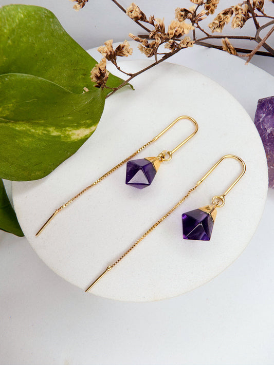 Brinco netuno - ametista lapidada