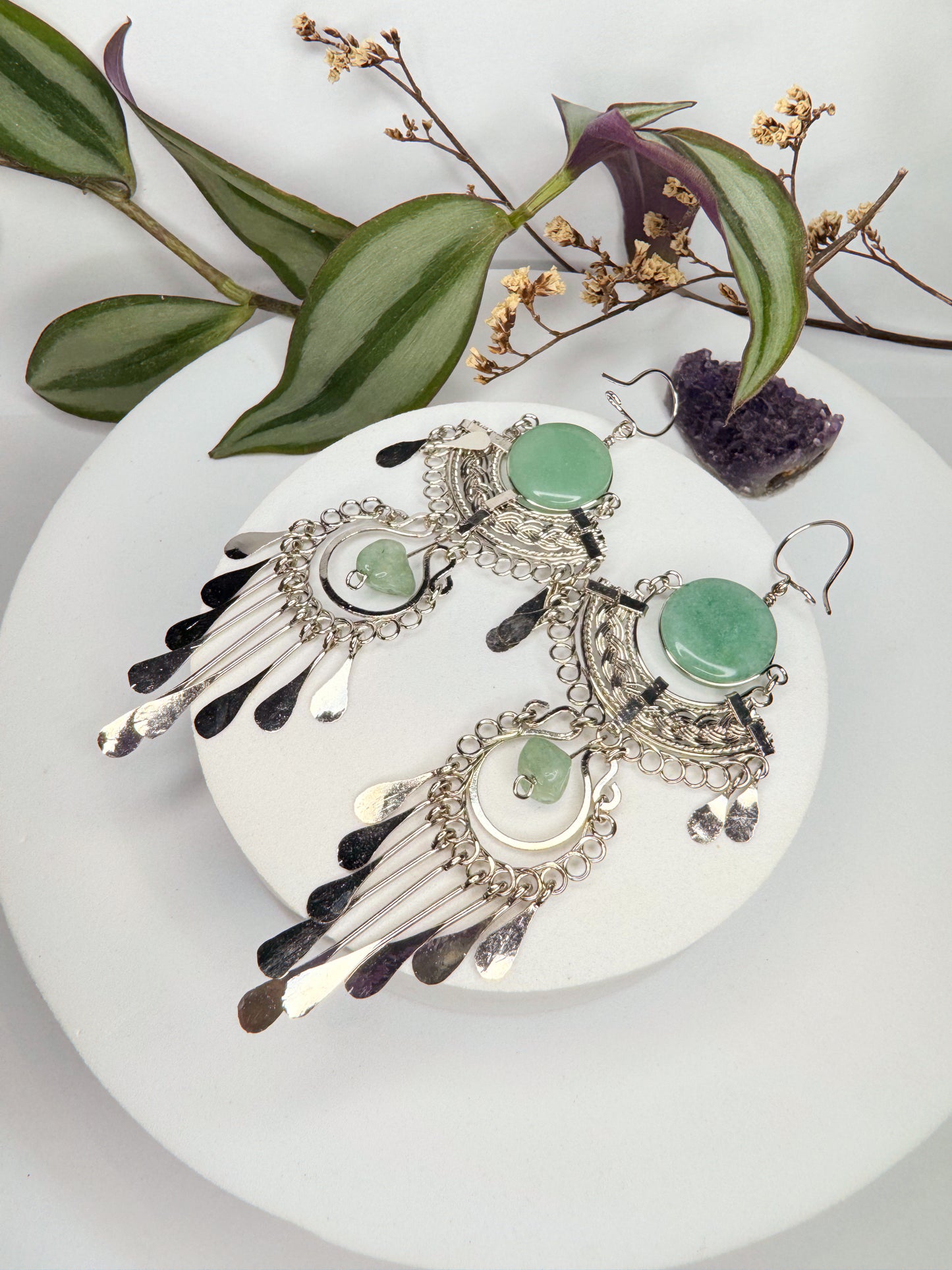 Brinco Nostalgia Aço - Quartzo verde