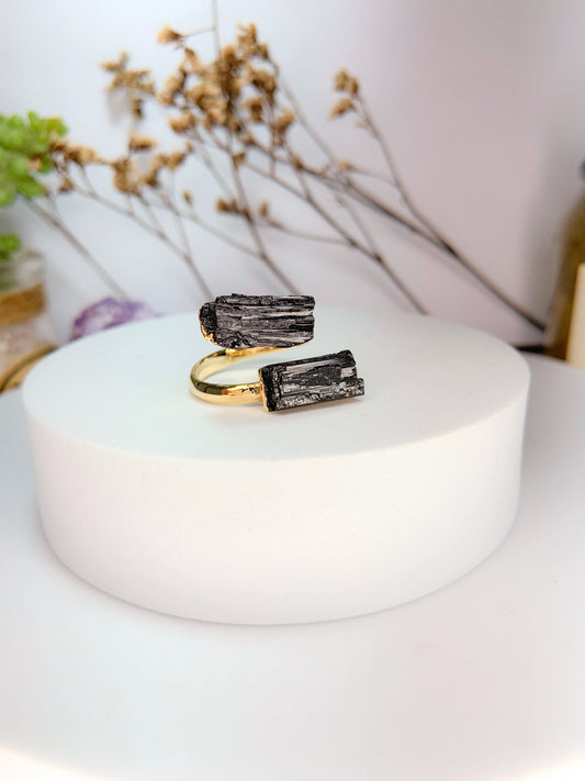 Anel meteoro - turmalina negra