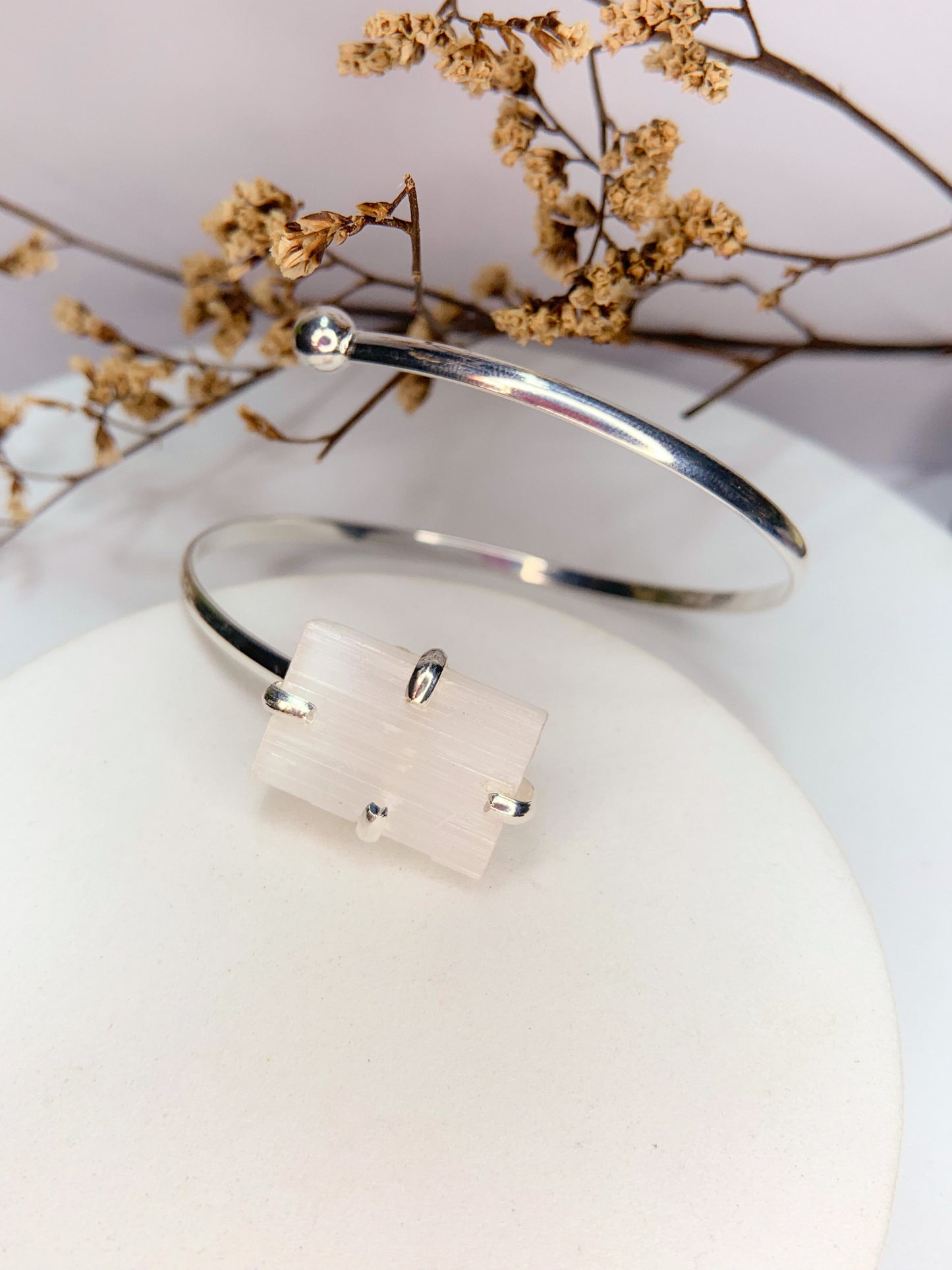 Bracelete estrela - selenita branca