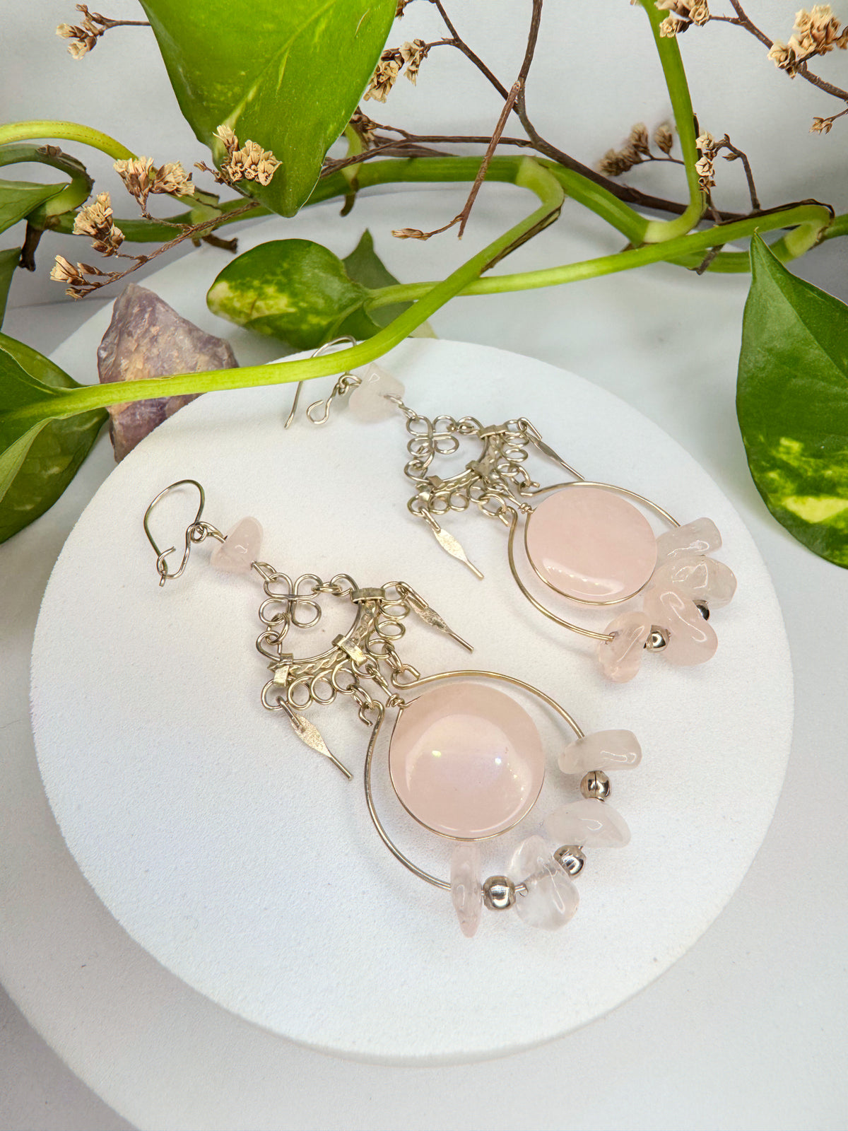 Brinco Nostalgia - Quartzo rosa