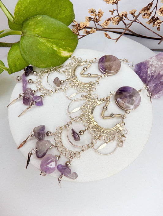 Brinco nostalgia - Ametista lapidada