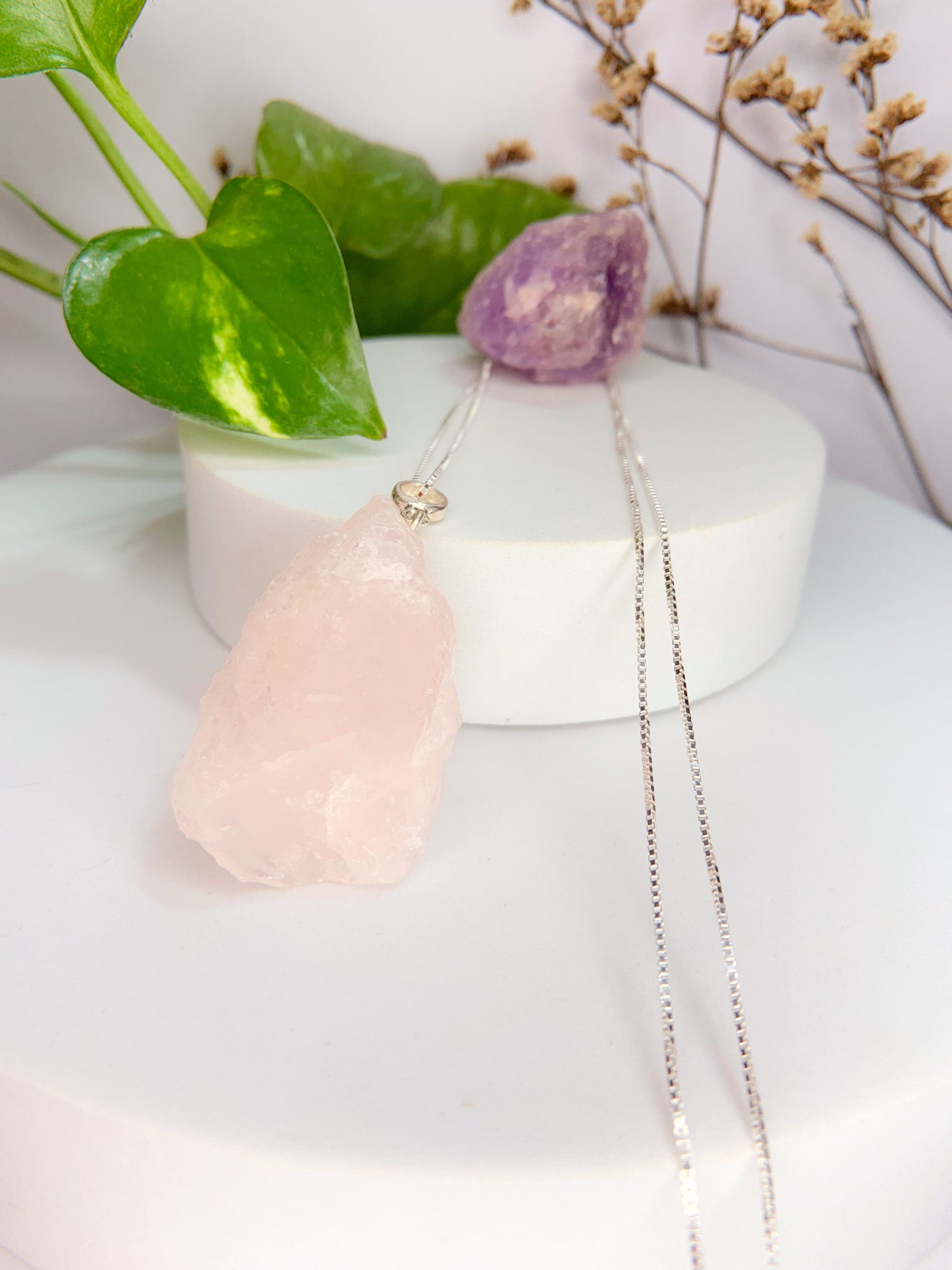 Colar bem-querer - Quartzo rosa 60cm