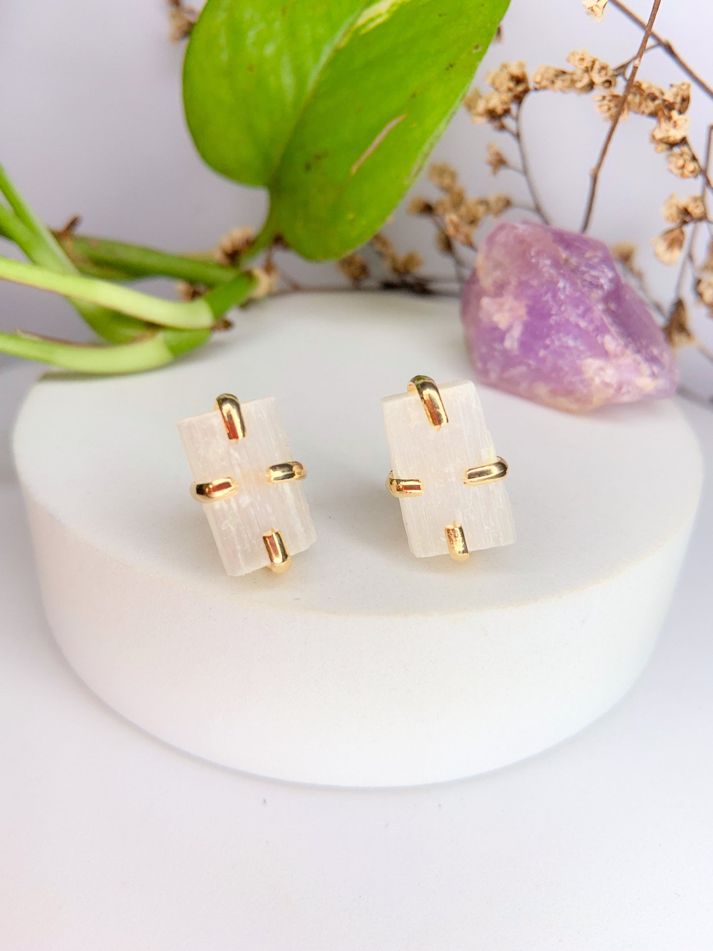 Brinco magia - selenita branca