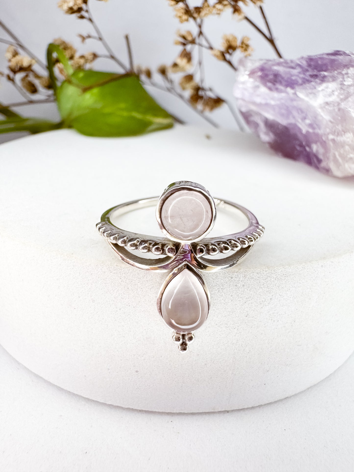 Anel amor próprio - Quartzo Rosa TAM. 15 e 20