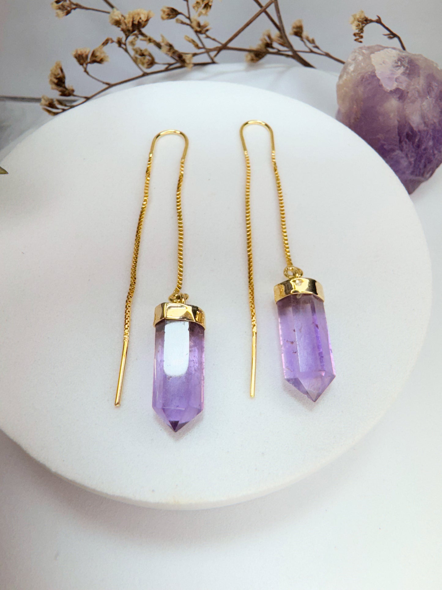 Brinco zen - Ametista lapidado