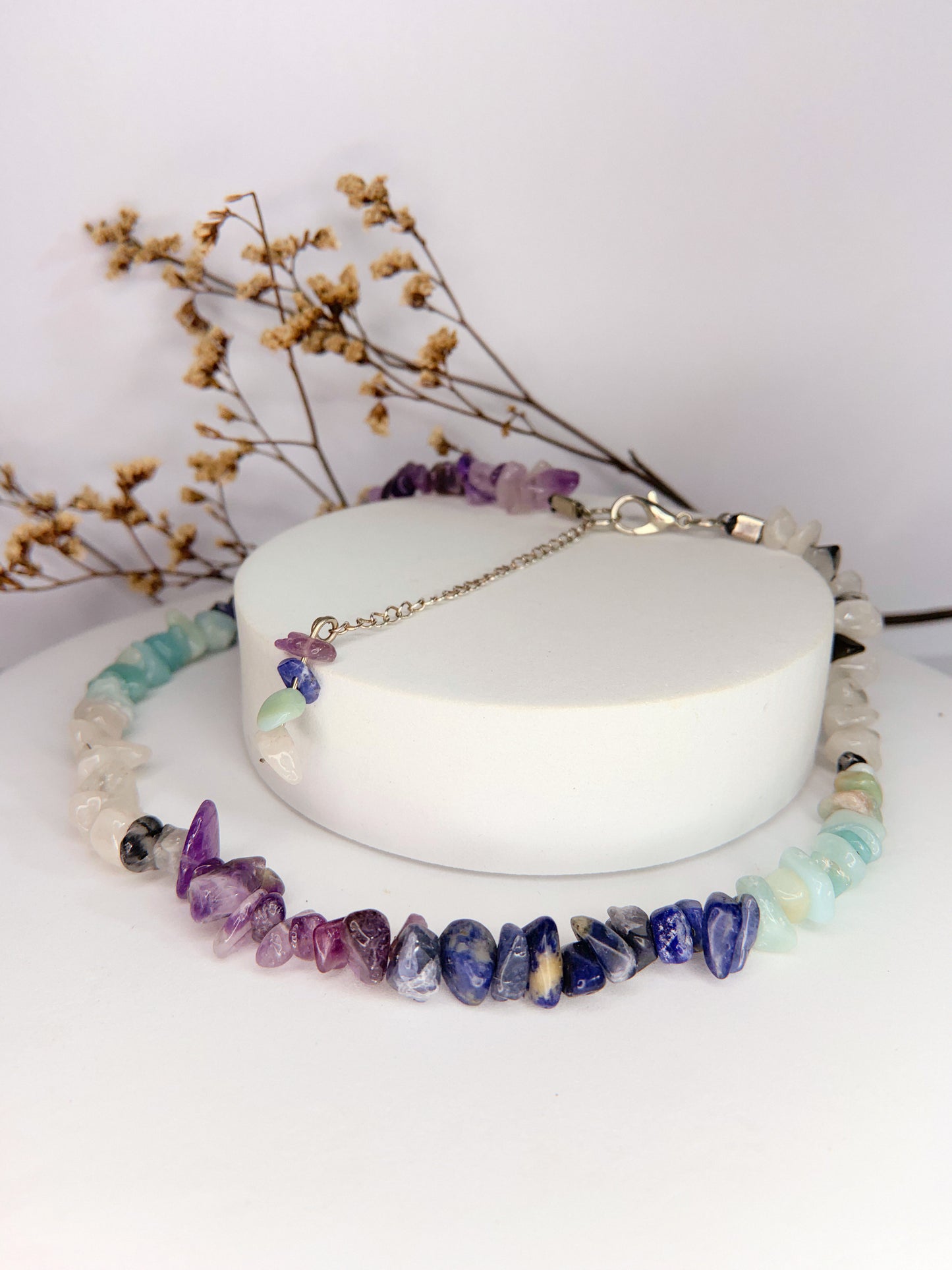 Choker Sentir pedras naturais