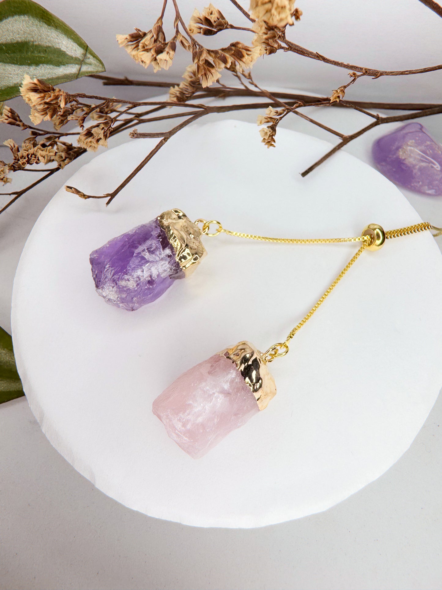 Colar Cósmico - ametista + quartzo rosa