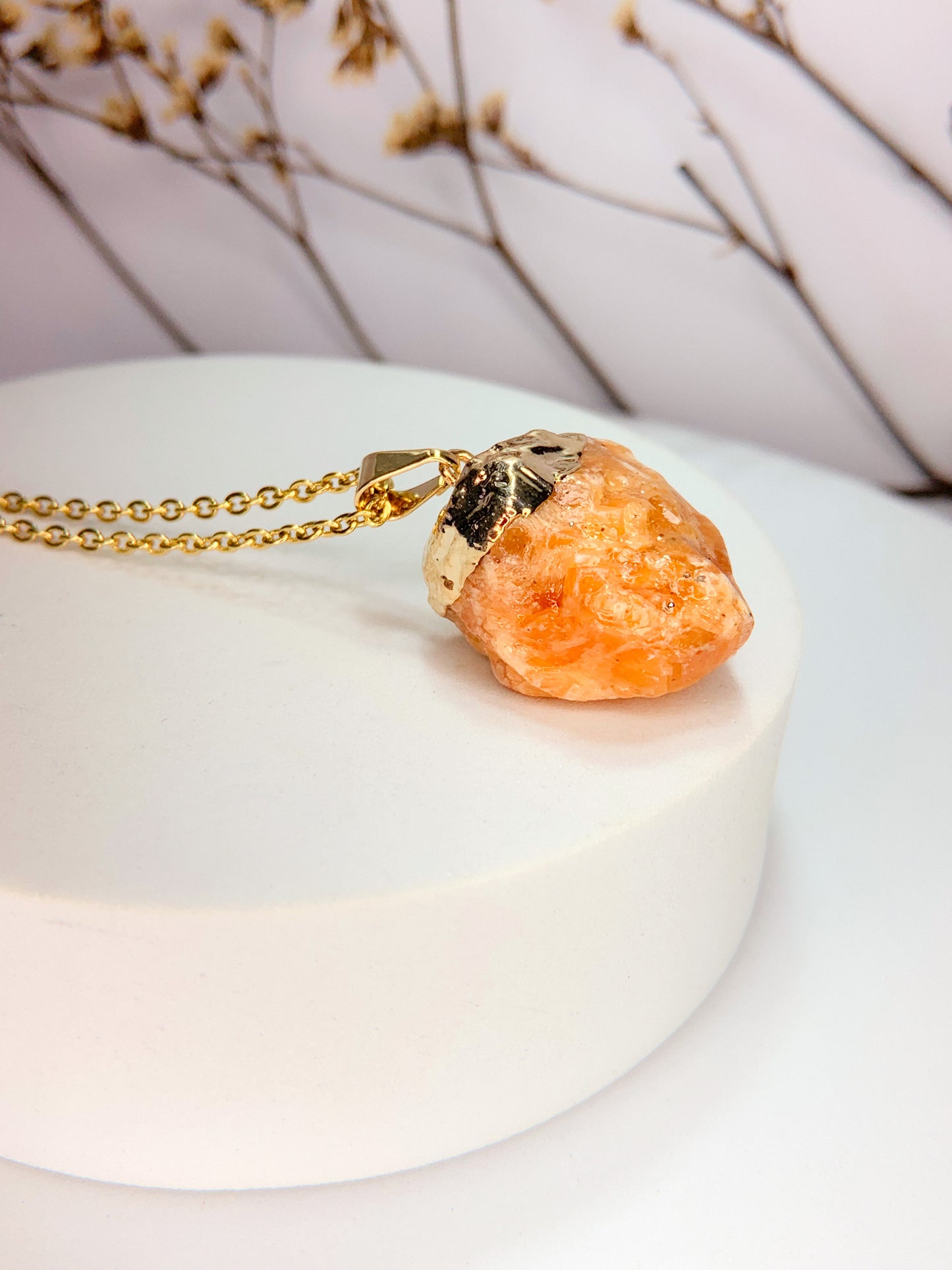 Colar alma - Calcita Laranja