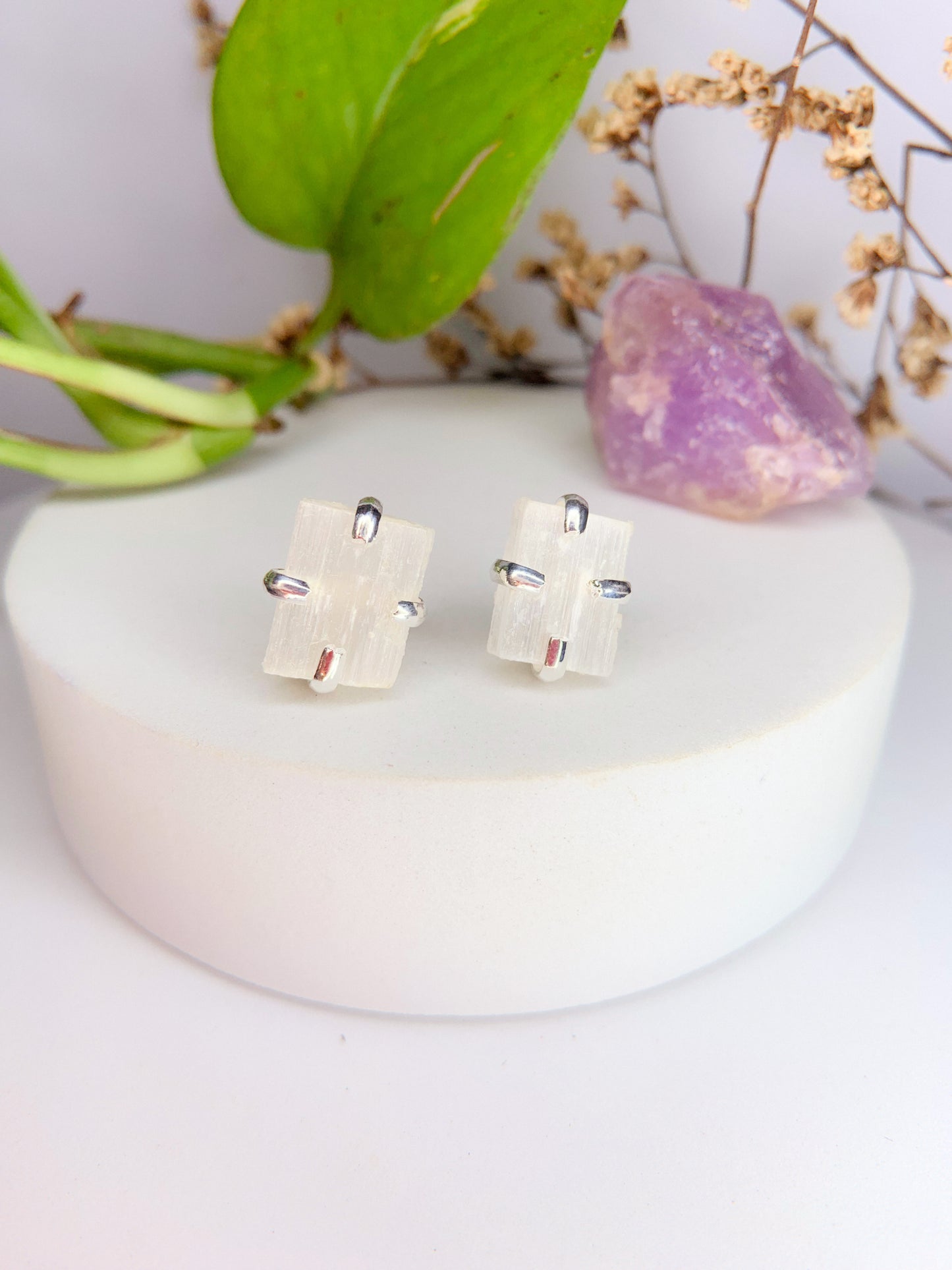 Brinco magia - selenita branca