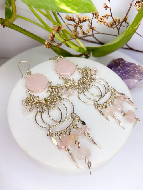 Brinco Nostalgia - Quartzo rosa