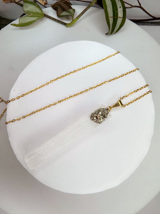 Colar Limpeza e Prosperidade - Sleneita + Pirita