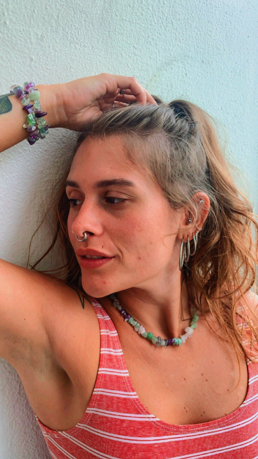 Choker Sentir pedras naturais