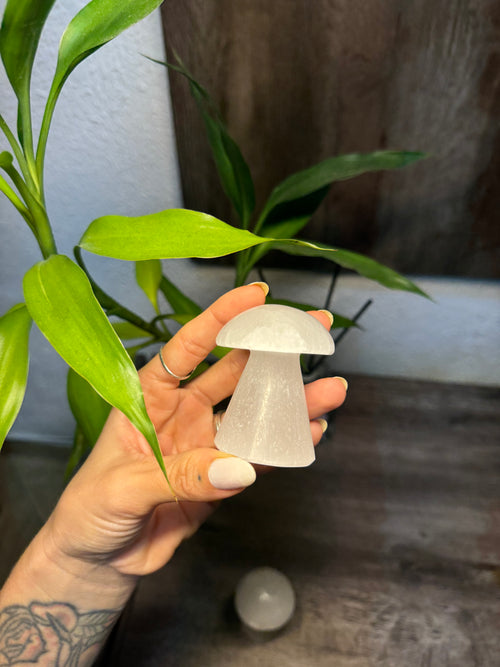 Cogumelo - Selenita branca 6cm