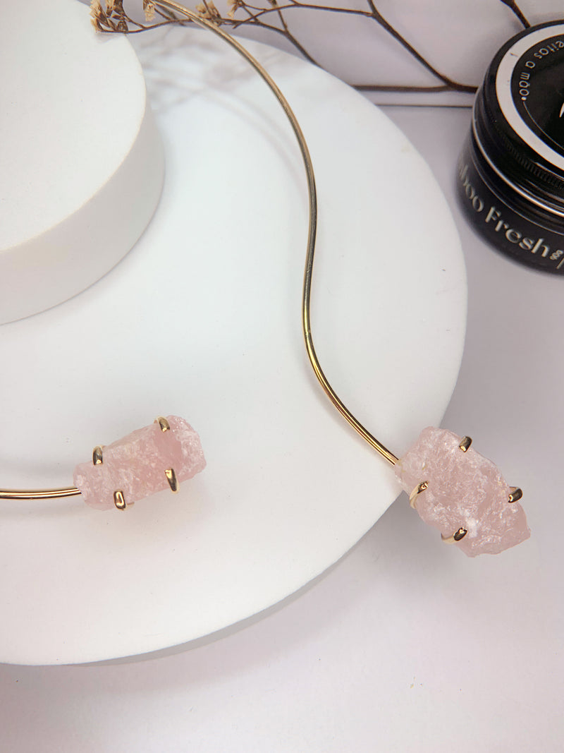 Choker celeste - Quartzo rosa