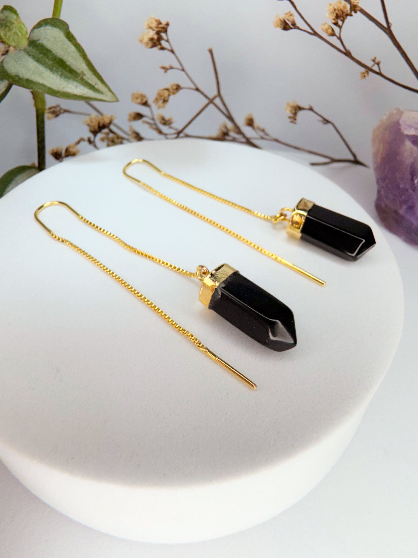 Brinco zen - Ônix lapidado