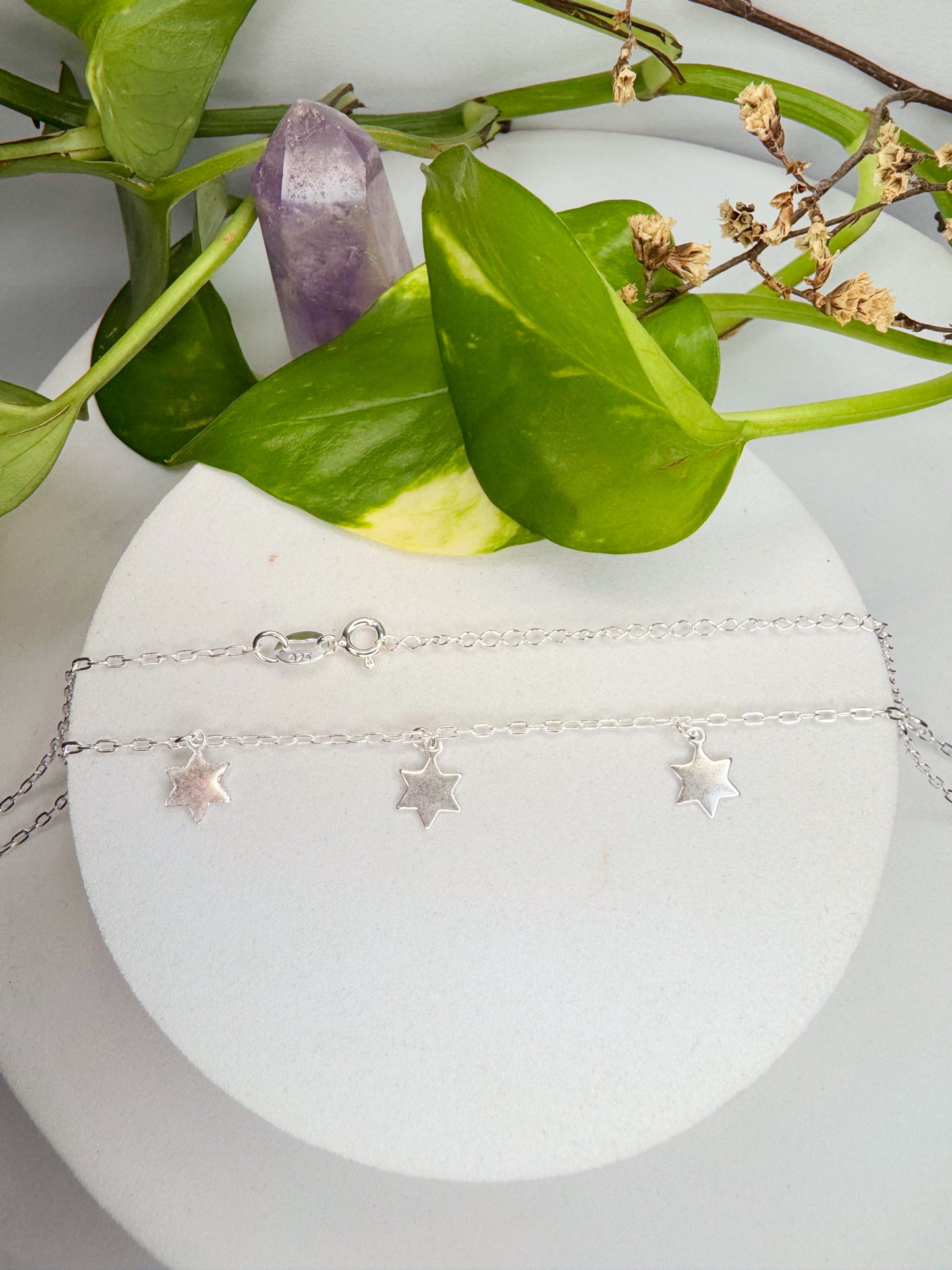 Choker estrelas 40cm - Prata 925