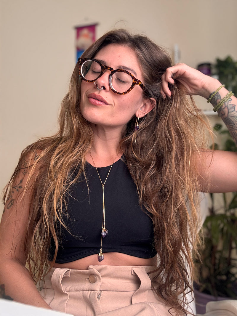 Brinco netuno - ametista lapidada