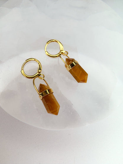 Brinco júpiter - olho de tigre lapidado